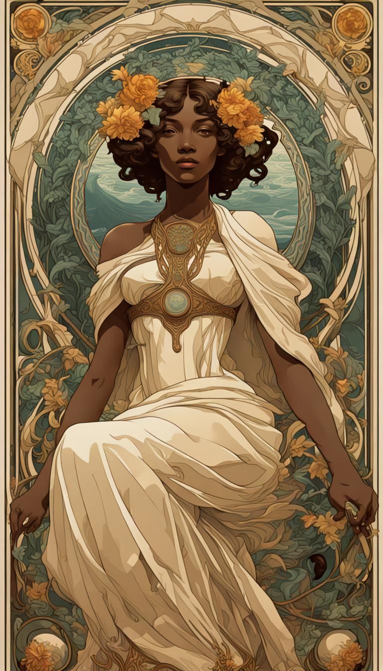 Earth Personified: Art Nouveau Alfons Mucha Style