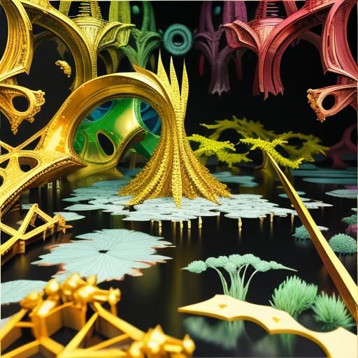 Psychedelic Botanical Fractal in Oil on Canvas