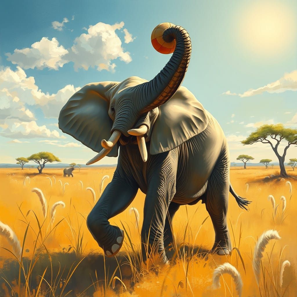 Savannah sack - elephant playing hackey sack edourd courtes