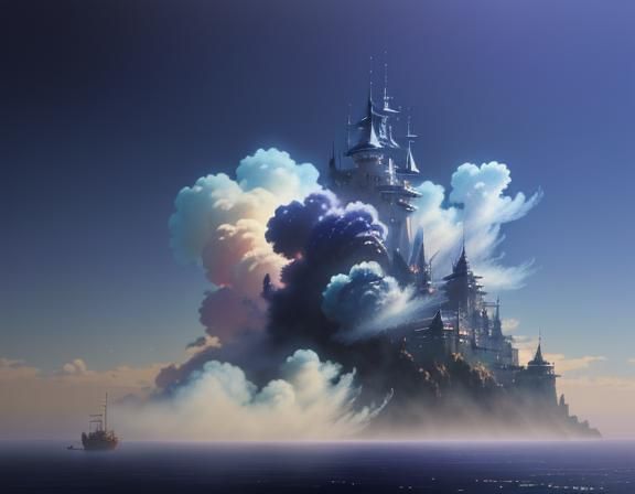 Ethereal Smoke Art in Studio Ghibli Style