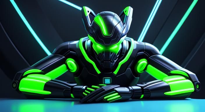 Neon Sci-Fi Baby Humanoid Toy in 8k