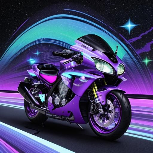 Purple Owl Motorcycle Ride in Candy Art Style