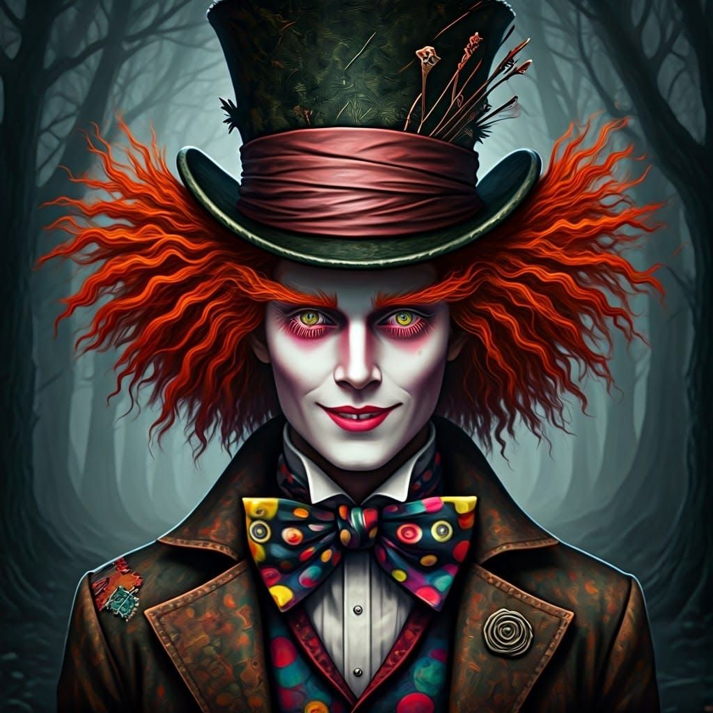 Mad Hatter Portrait in Surreal Digital Art Style