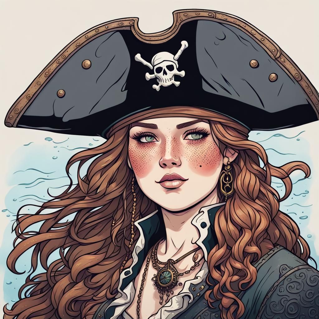 Ornate Portrait of a Beautiful Pirate Woman