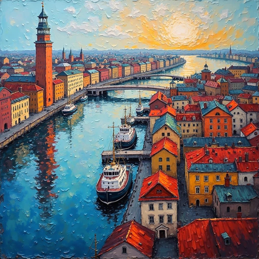 Helsinki Cityscape in Expressionist Neo-Impressionism