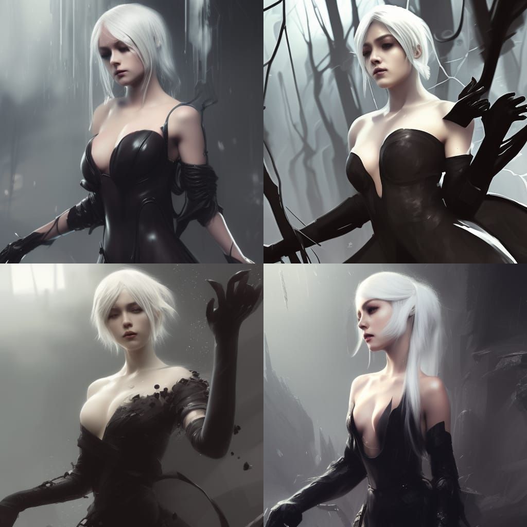 Woman with Blindfold in Black Dress, Digital Portrait