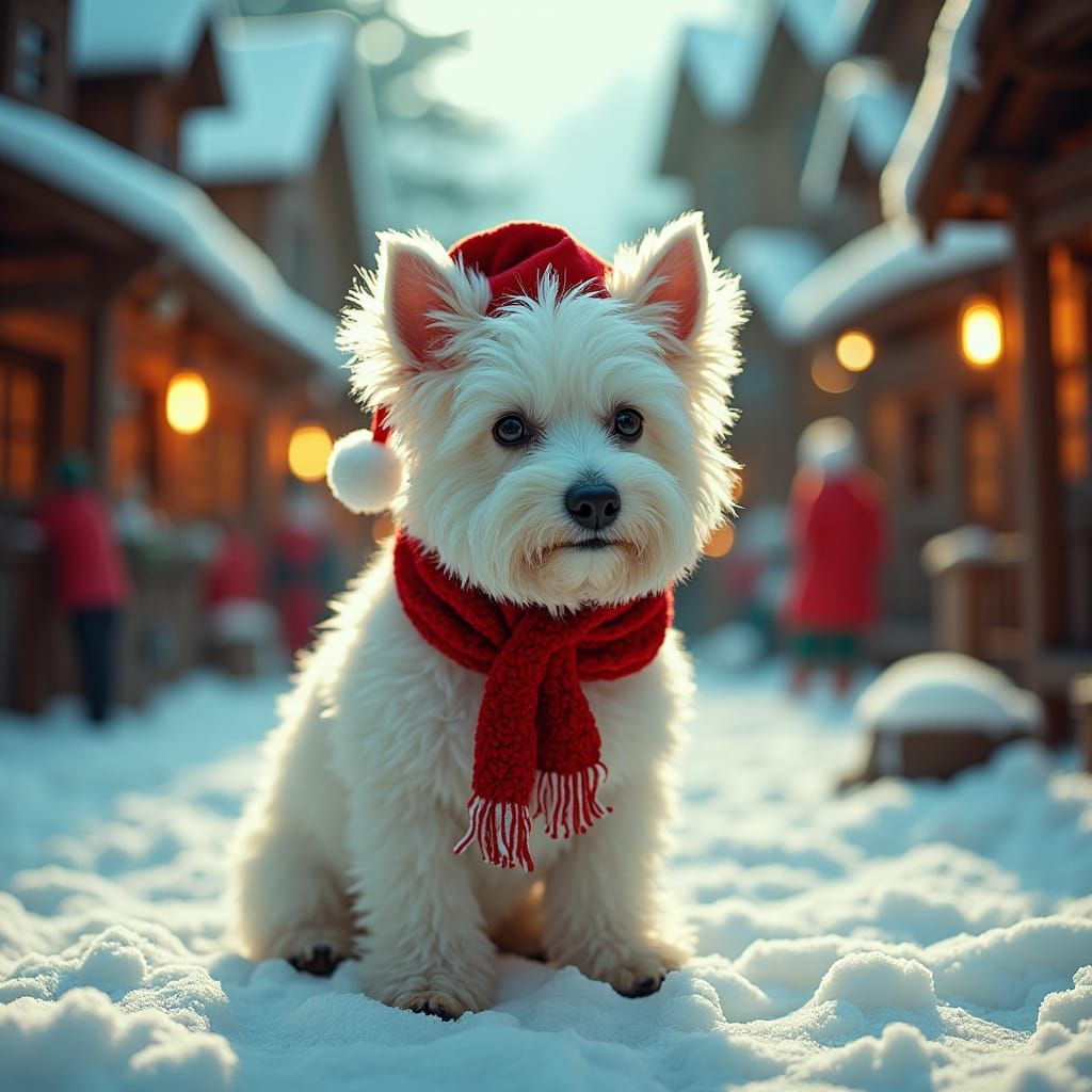 Festive Scottish Terrier at Santa's Workshop