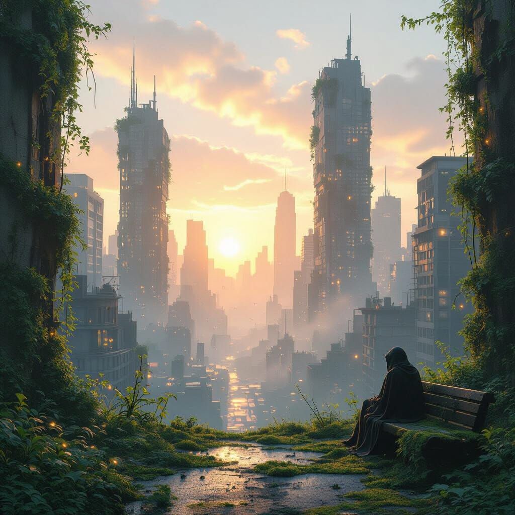 Post-Apocalyptic Cityscape Reclaimed by Nature