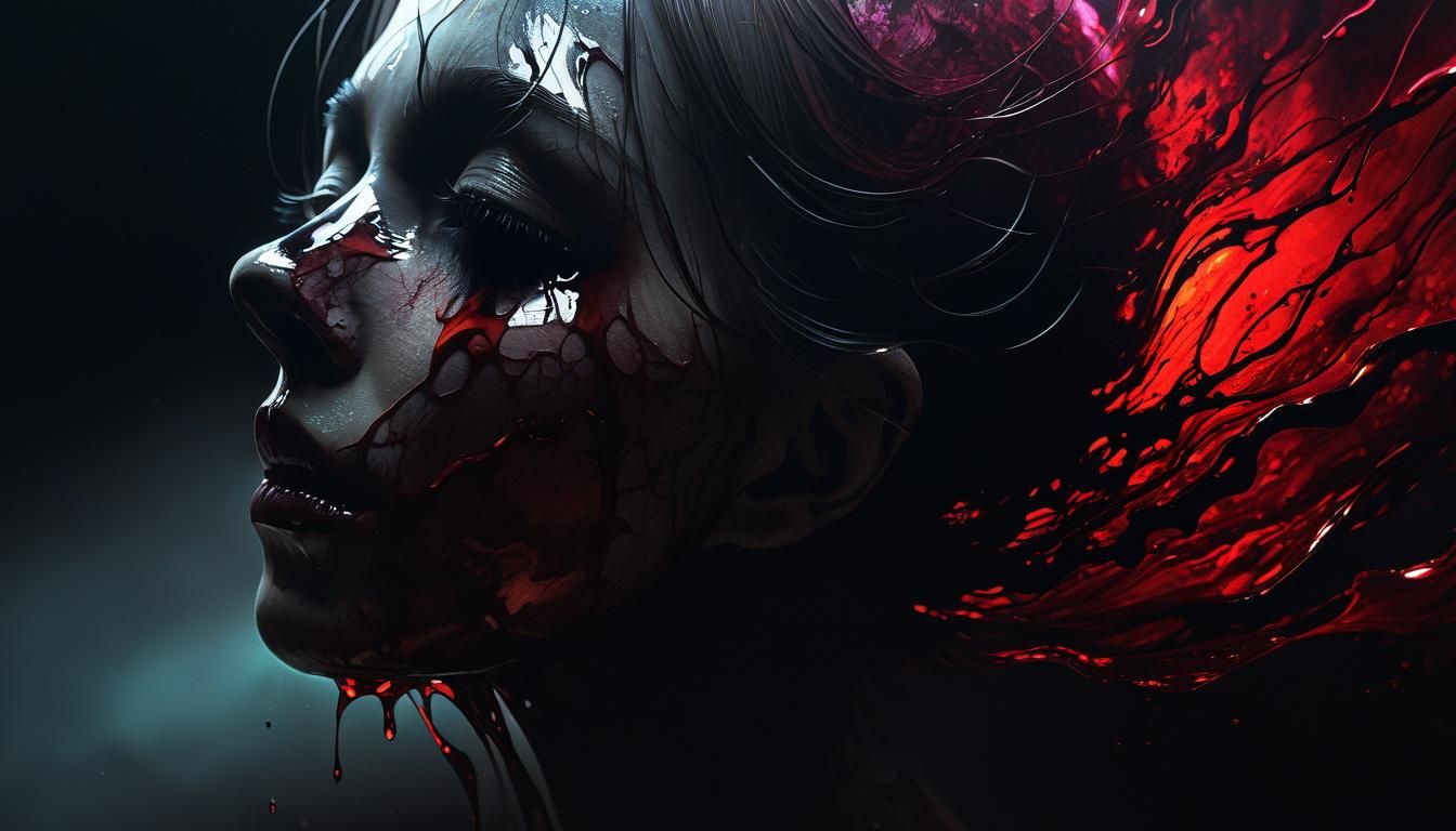 Unsettling Chiaroscuro Portrait in Mixed Media