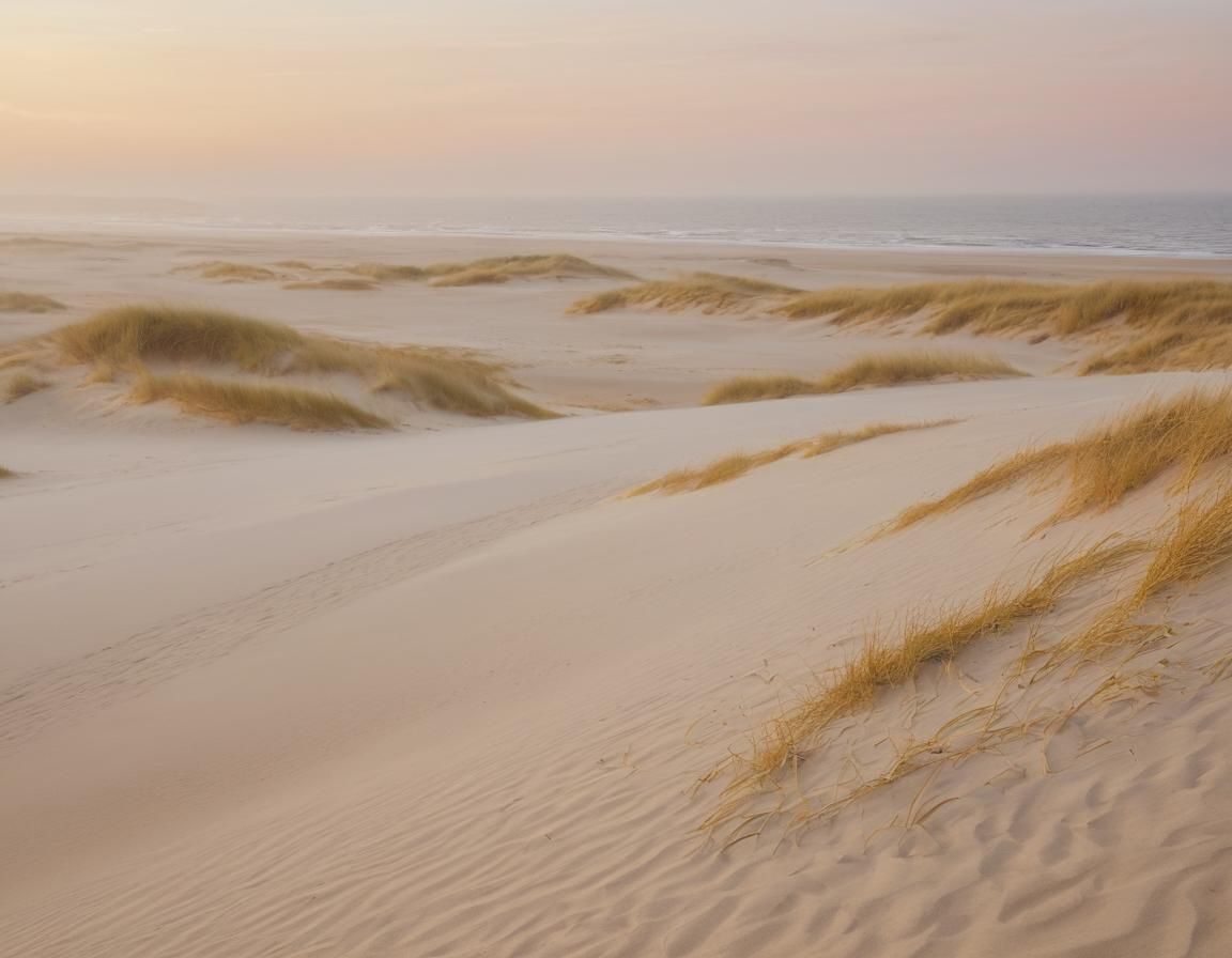 Impressionist Seascape: Dunes Meet the Misty Sea