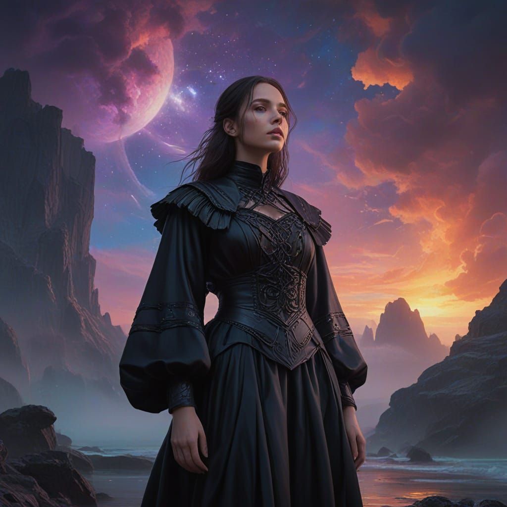 Dreamscape Woman: Fantasy Concept Art in Oil Painting Style