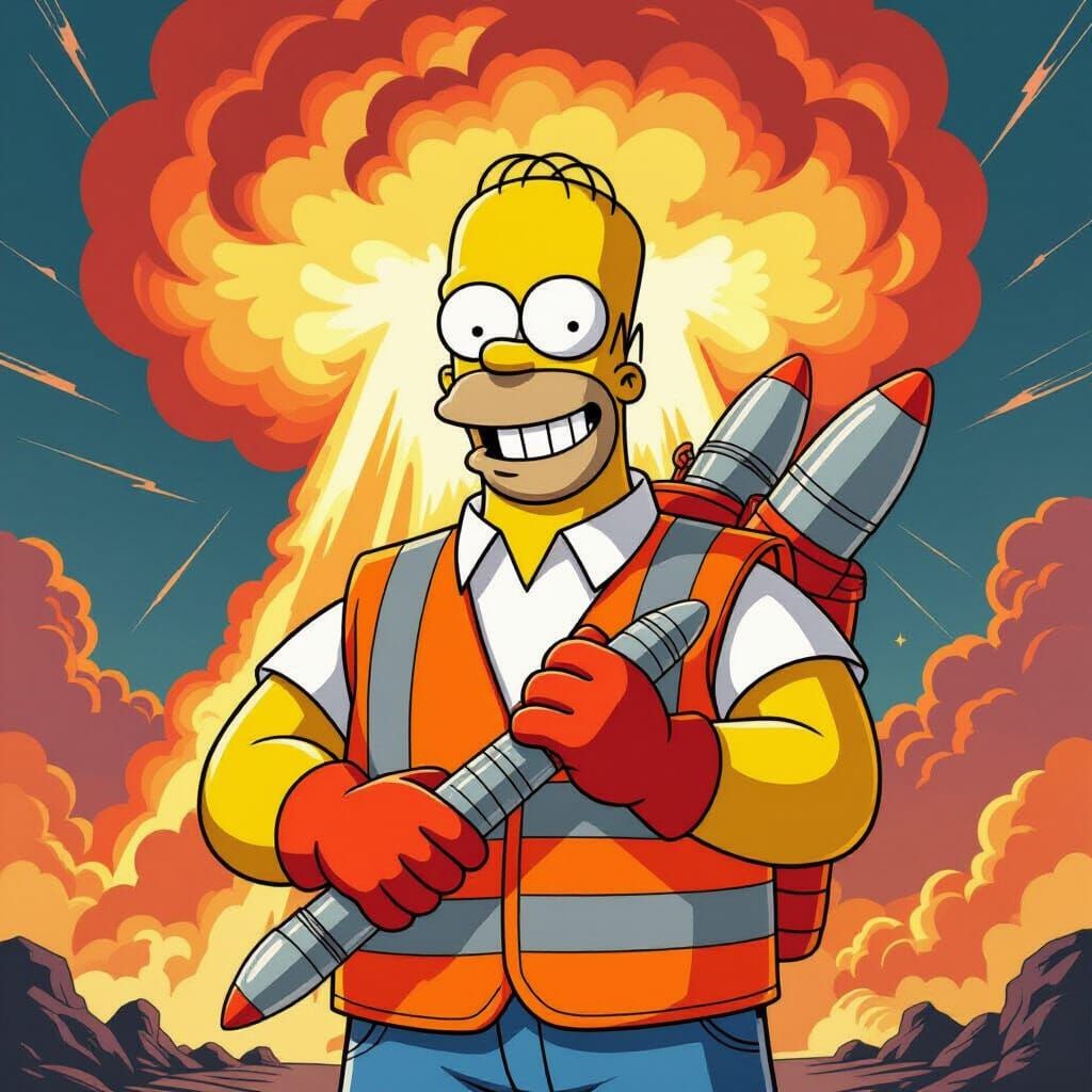 Homer Simpson: Nuclear Safety Inspector in Comic Book Style