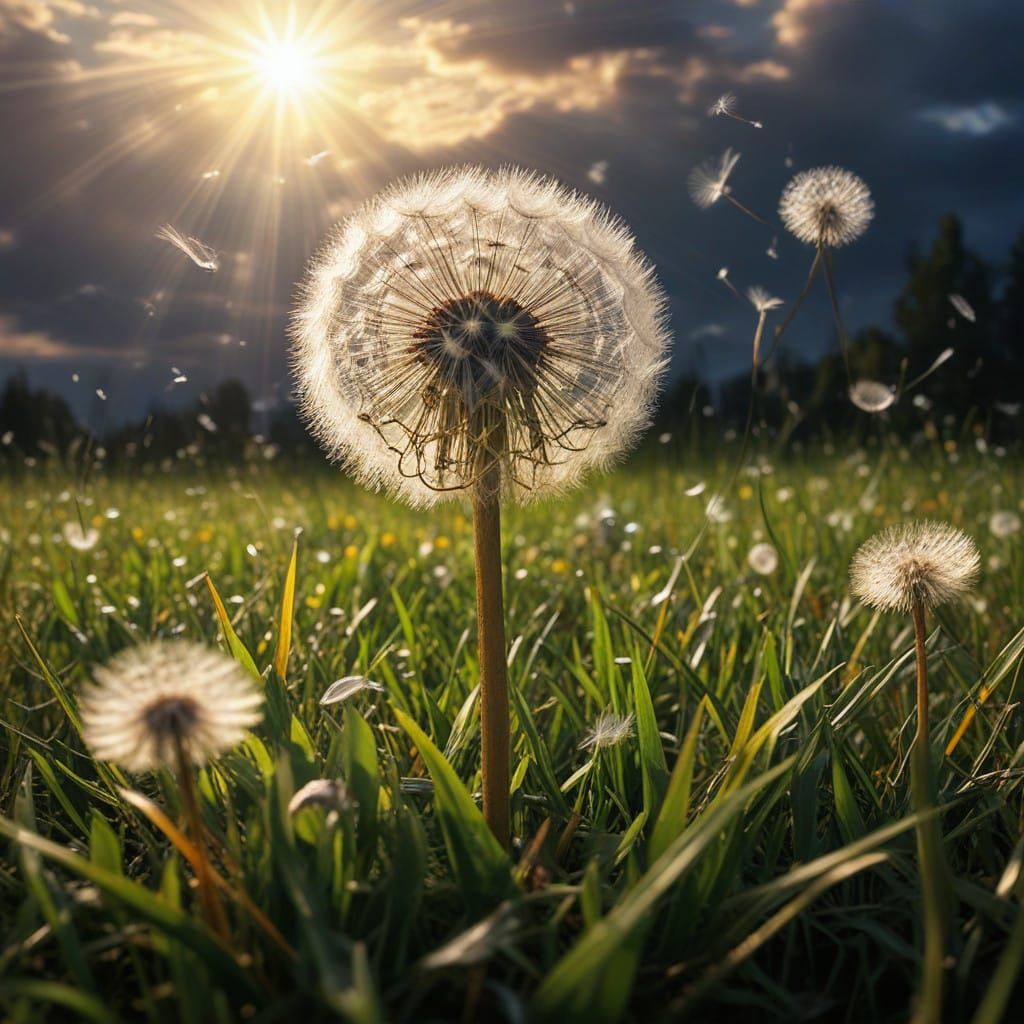 Dramatic Fairies Ride Dandelion Seeds in Heavenly Sunshine