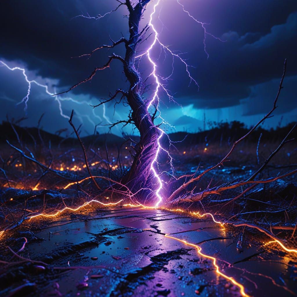 Electric Impressionist Stormscape in Dynamic Brushstrokes