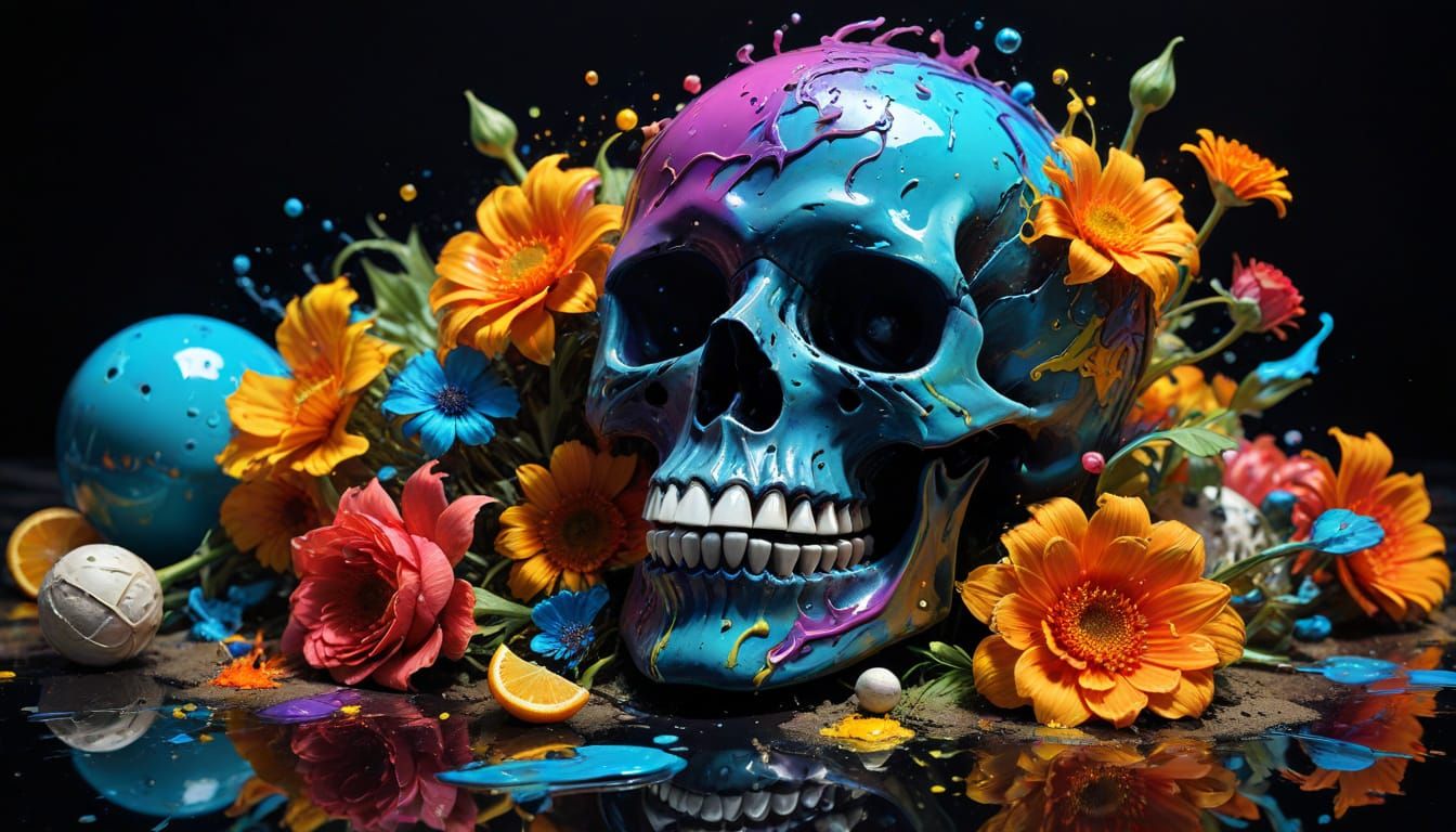 Vibrant Vanitas Scene with Summer Warmth in Vorticism Style