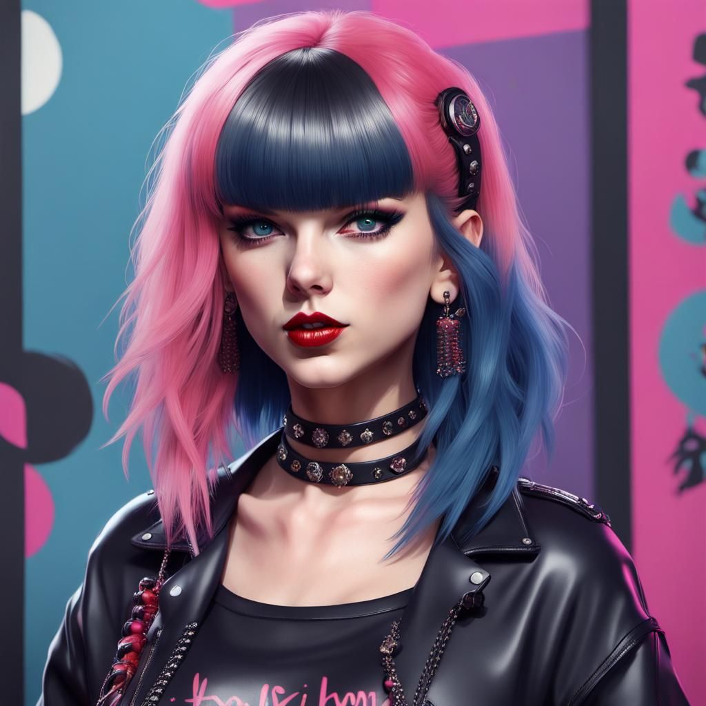 Taylor Swift as Nina Hagen: Hip Hop Punk Anime Art