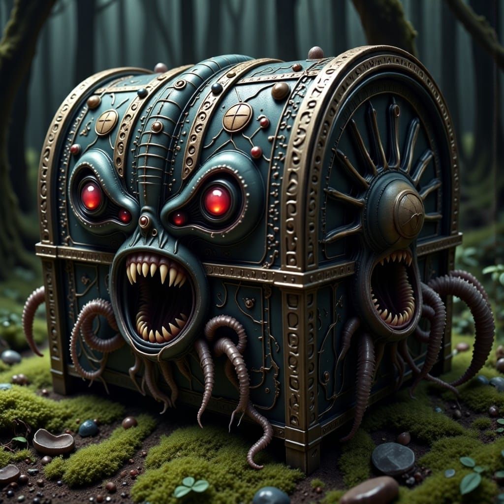 Mysterious Biomechanical Treasure Chest Monster