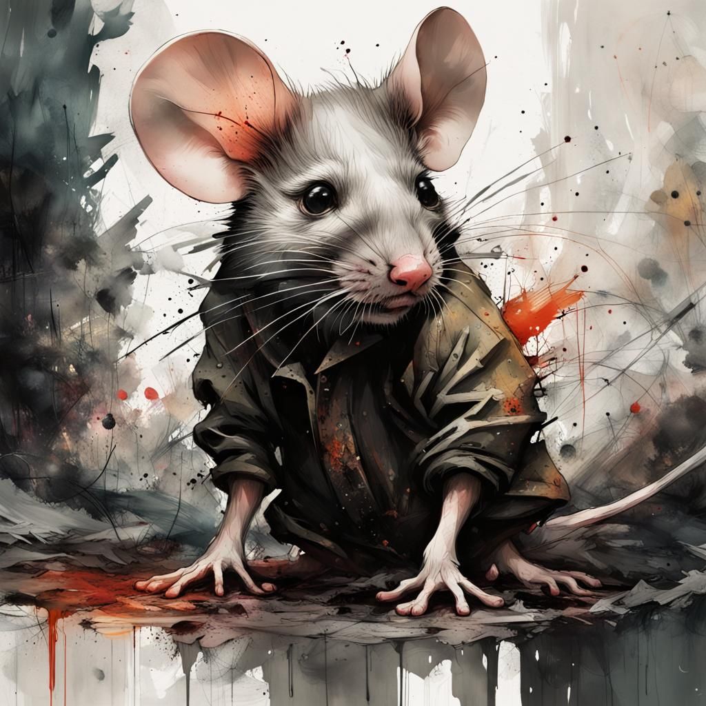Mouse in Sewer: Mixed-Media Digital Art