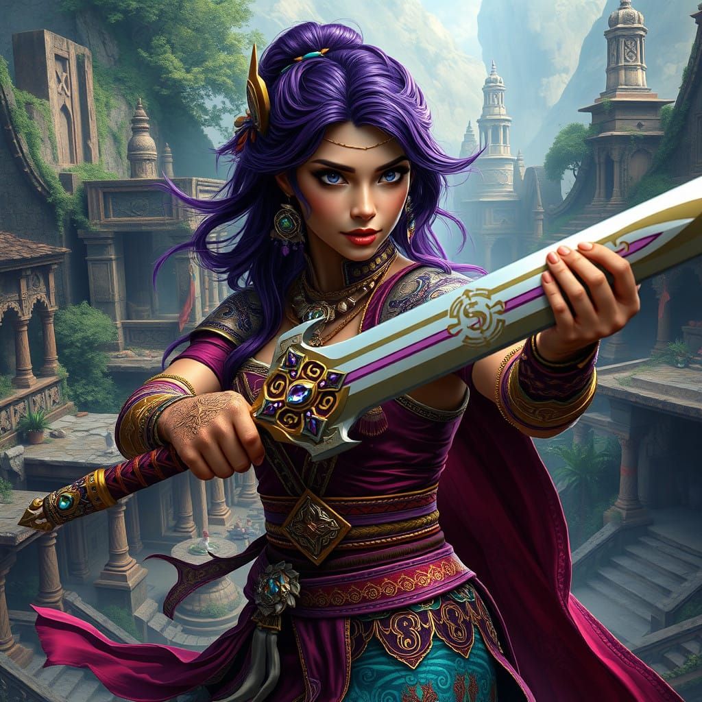 Mystical Mexican Warrior Queen in Traditional Attire