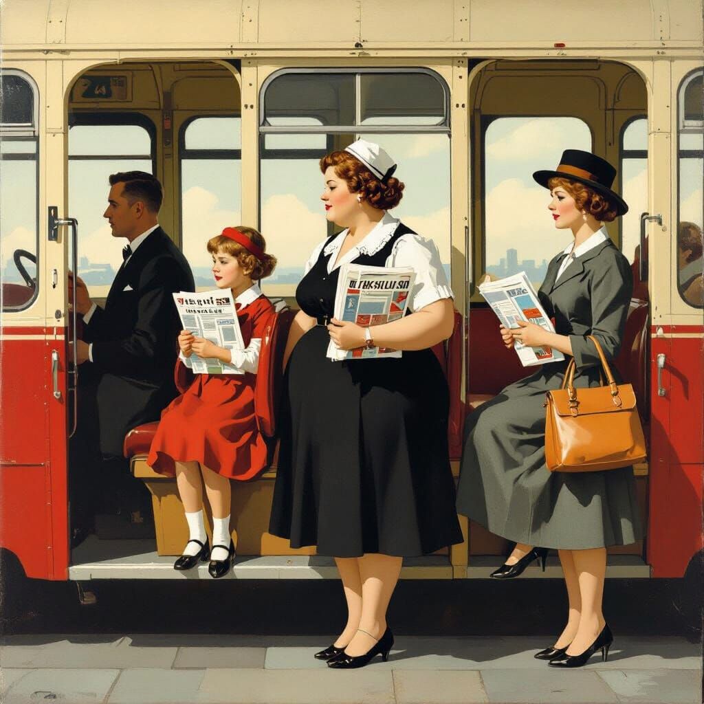 Vintage Tram Car Scene in Somber Tones