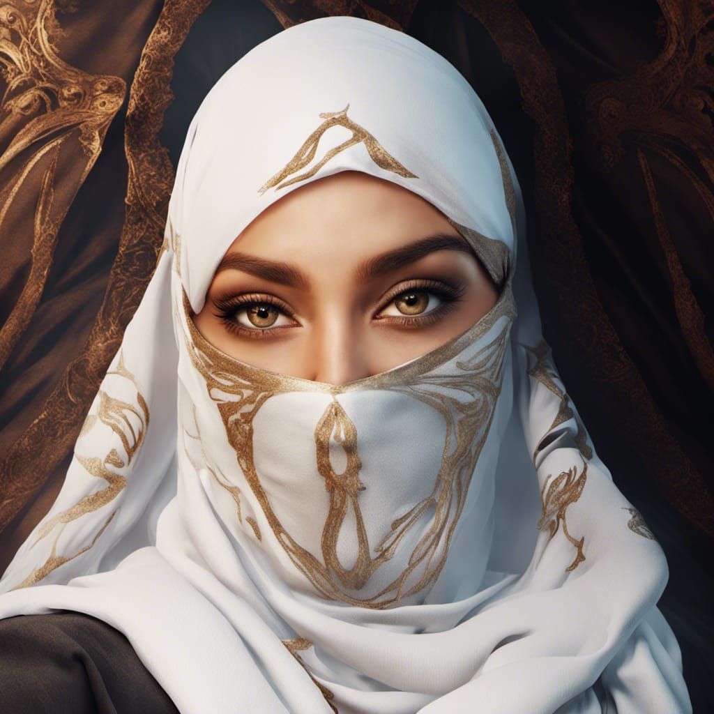Arabian Princess with Veiled Face on Pillows