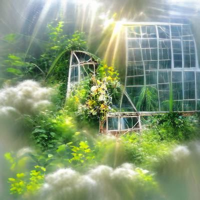 Sunlit Overgrown Greenhouse in Divine Style