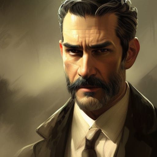 Handsome Investigator Portrait in Hyperdetailed Style