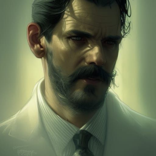 Handsome Investigator Portrait in Art Nouveau Style