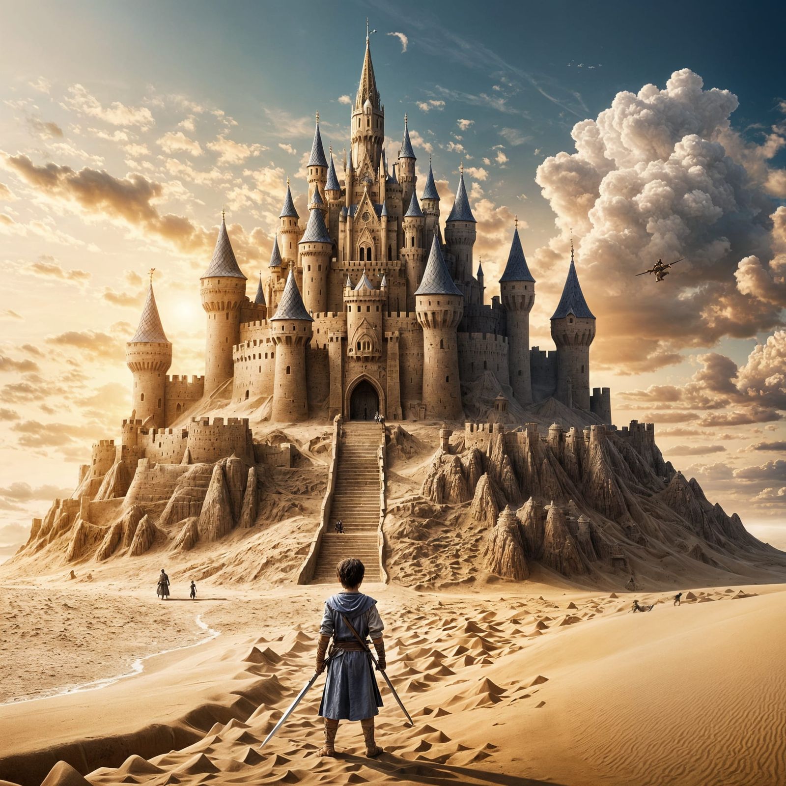 Swordsman's View: Giant Child and Sandcastle