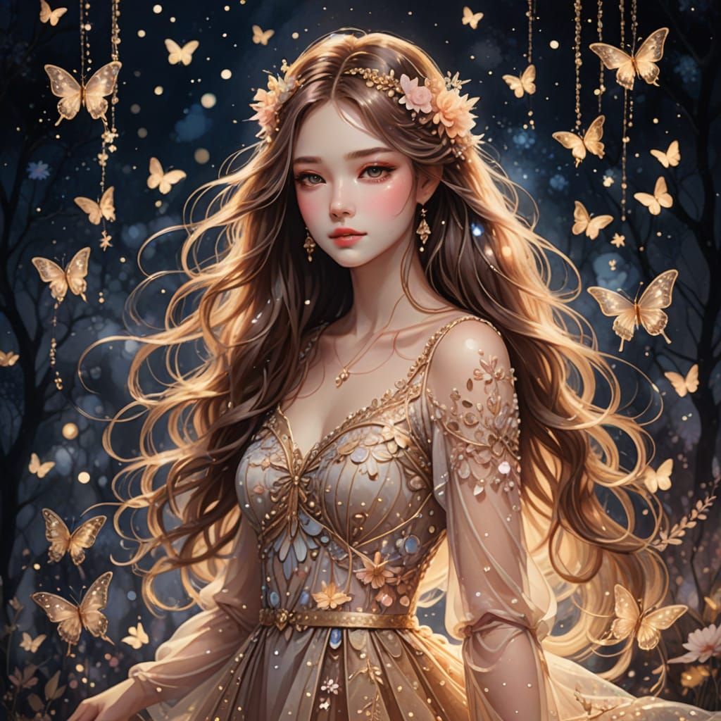 Whimsical Anime Goddess in Pastel Paradise