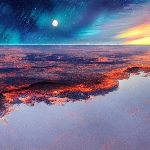 Sunset Meets Galaxy: An Impasto Gouache Masterpiece