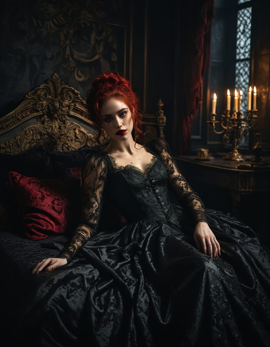 Gothic Romance Portrait in Dramatic Lighting