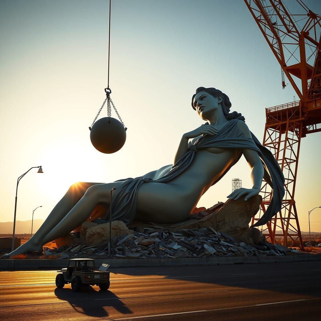 Majestic Ruin: A Destroyed Female Figure Sculpture