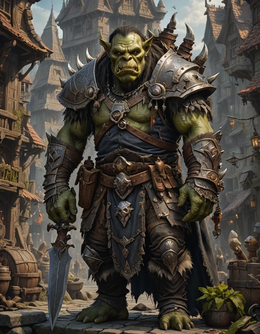 Orc Landlord: Detailed Fantasy Illustration