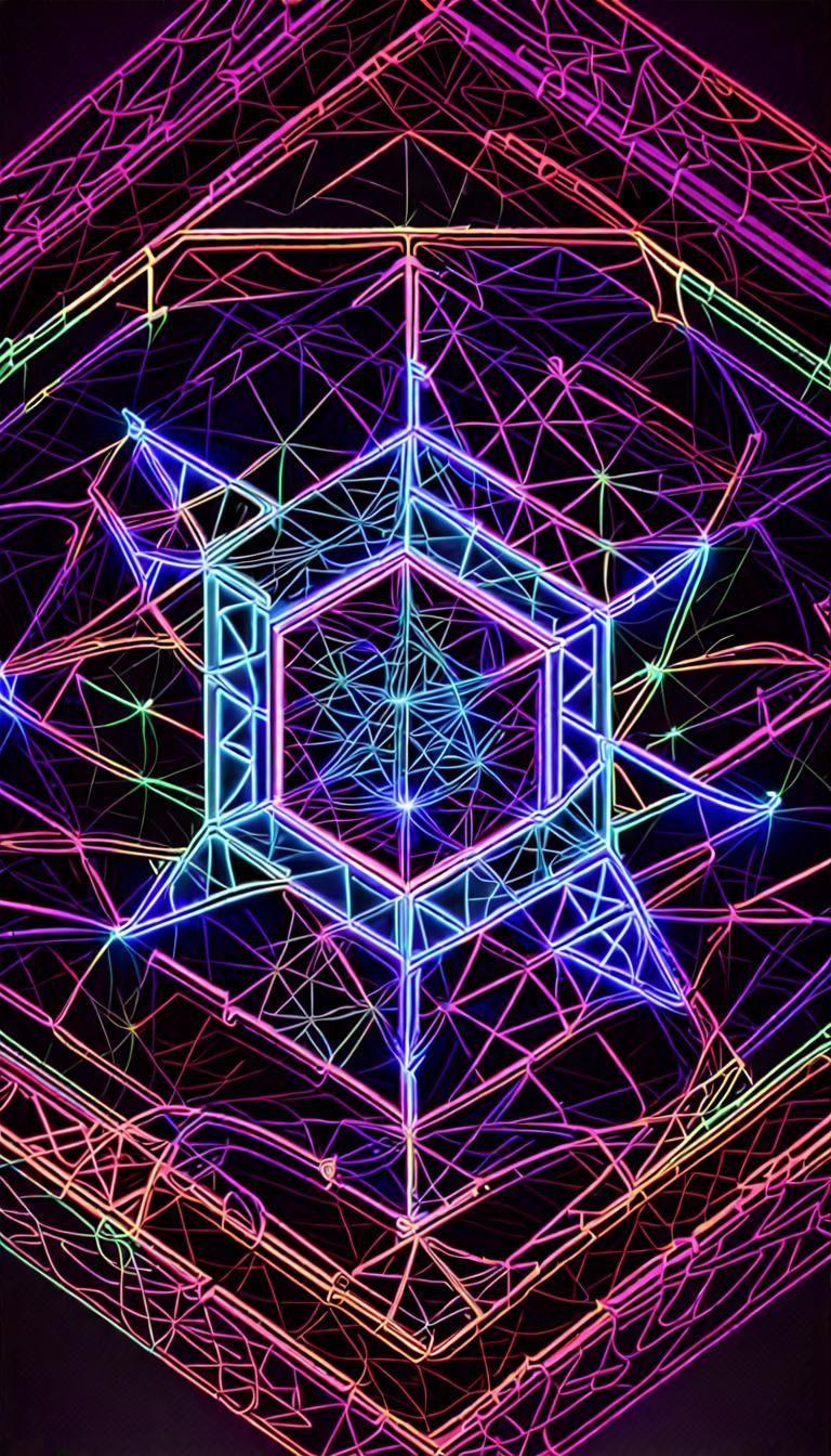 Geometric Quantum Art with 3D Neon Effects