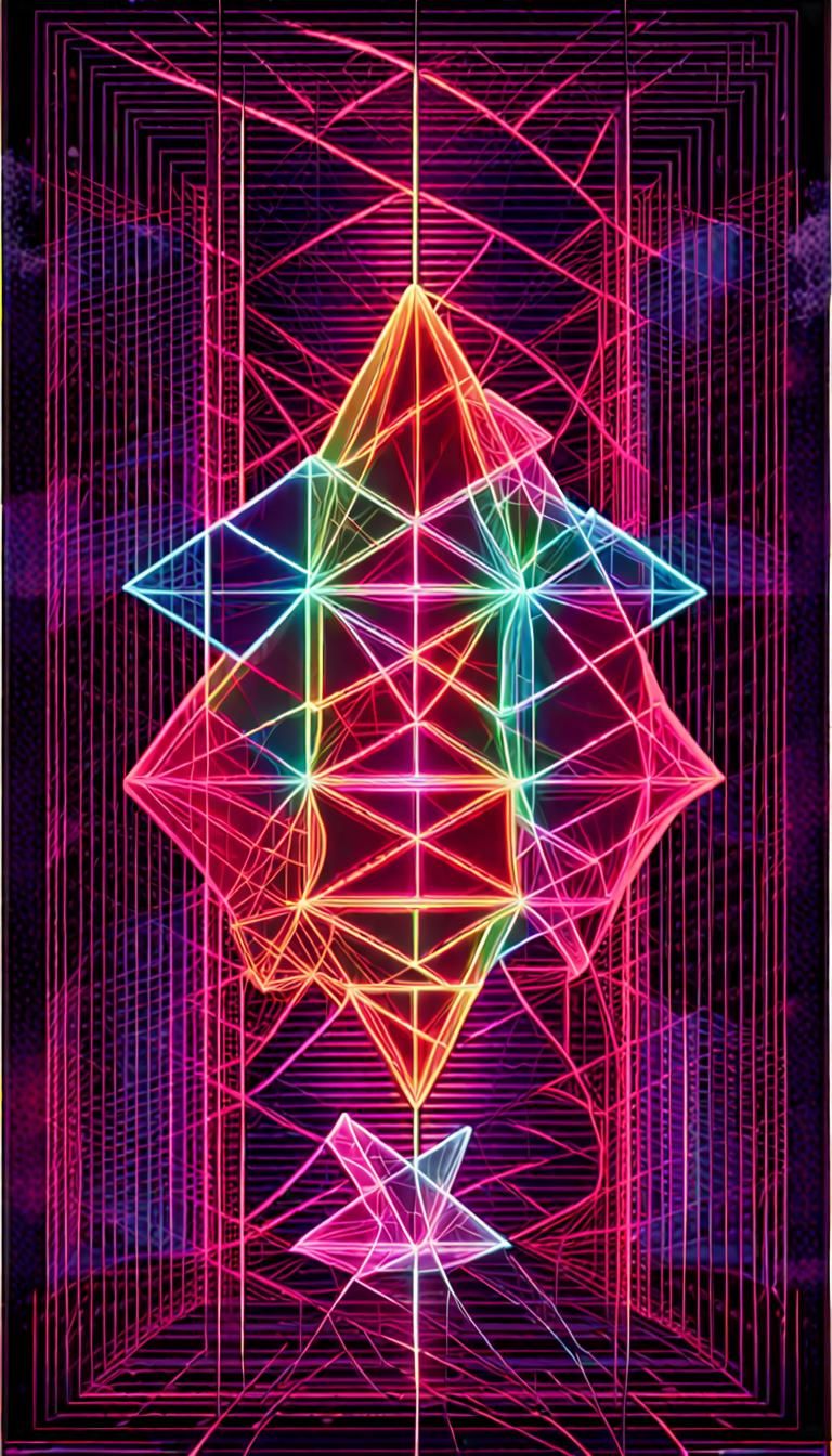 Sacred Geometries with Quantum Elements in Neon 3D