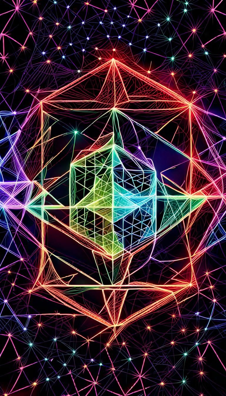 Sacred Geometry with Quantum Elements in Neon 3D