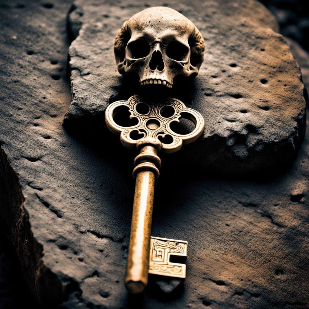 Mysterious Femur Key in Ancient Stone Pedestal