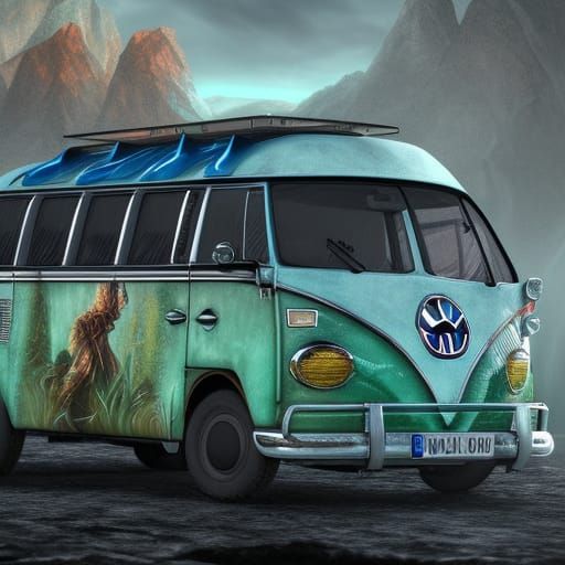 Detailed Volkswagen Bus Matte Painting