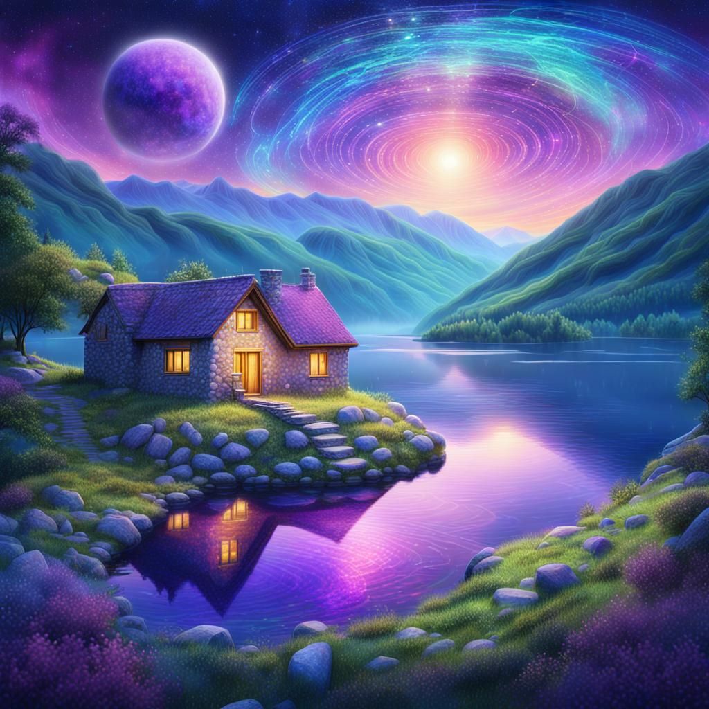 Astral Stone Cottage in Highland Mountains: Hologram Art