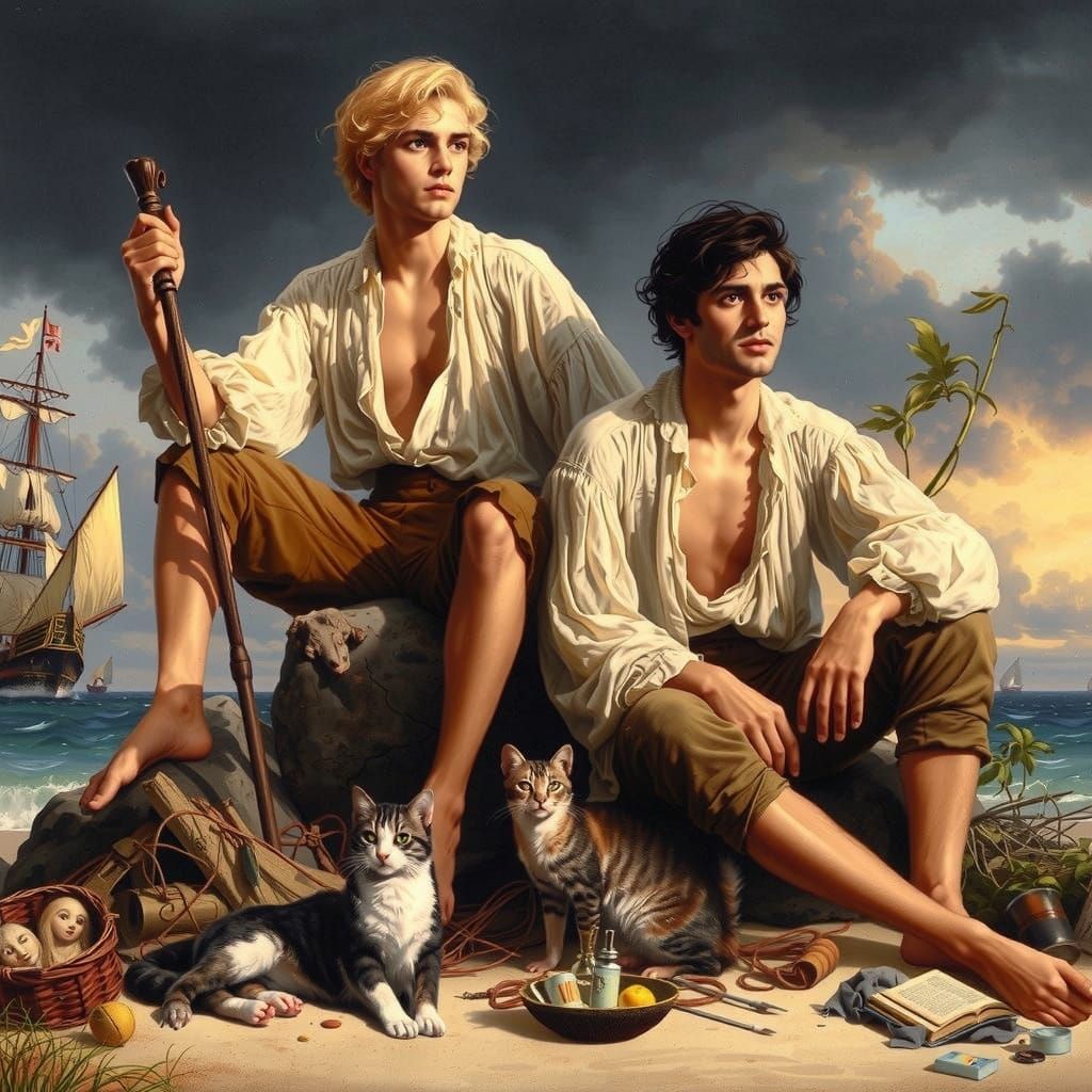 Two Handsome French Men Find Solace on a Deserted Island