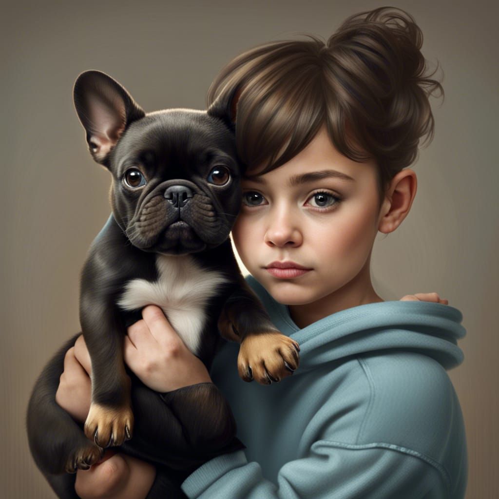 Girl with French Bulldog