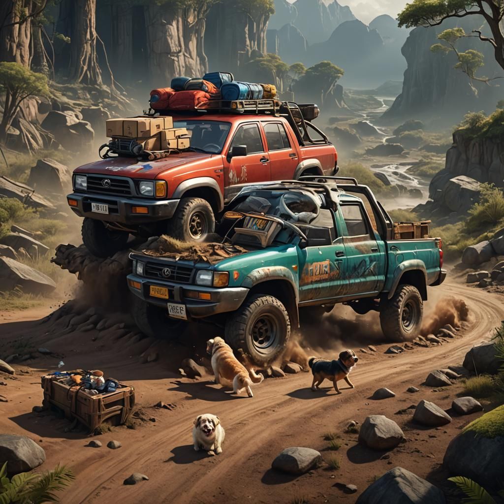 Toyota Hilux with Dog Box: Matte Painting