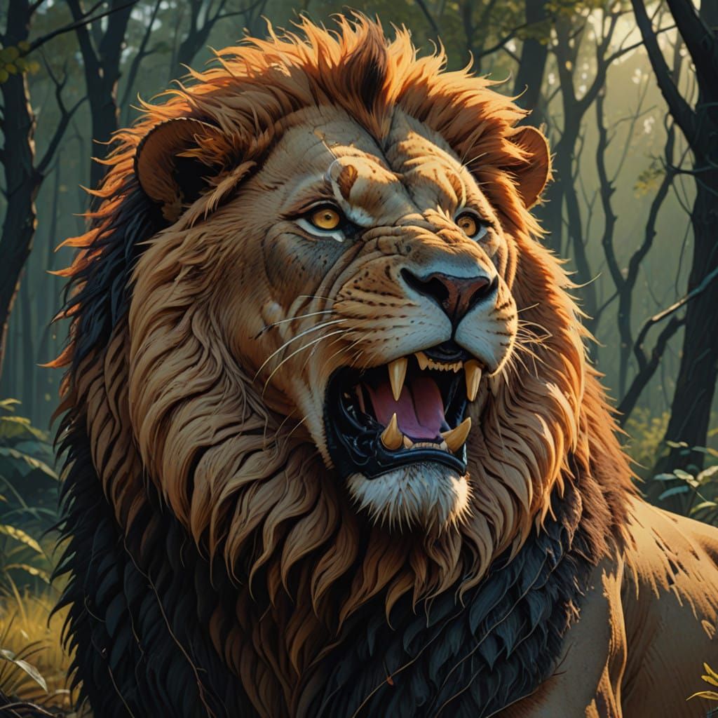 Hyperrealistic Simba: Regal Lion's Face in Vibrant, Golden L...