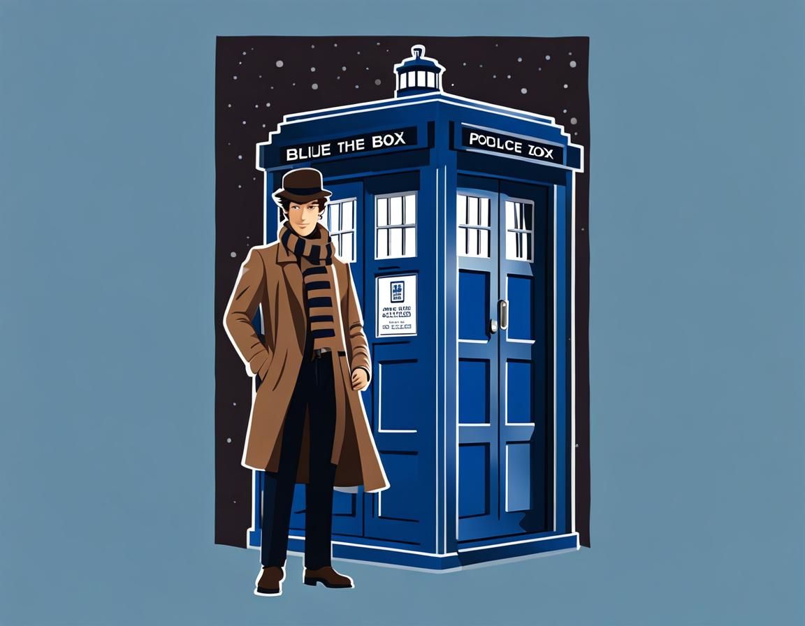 TARDIS Illustration with Fourth Doctor Resemblance