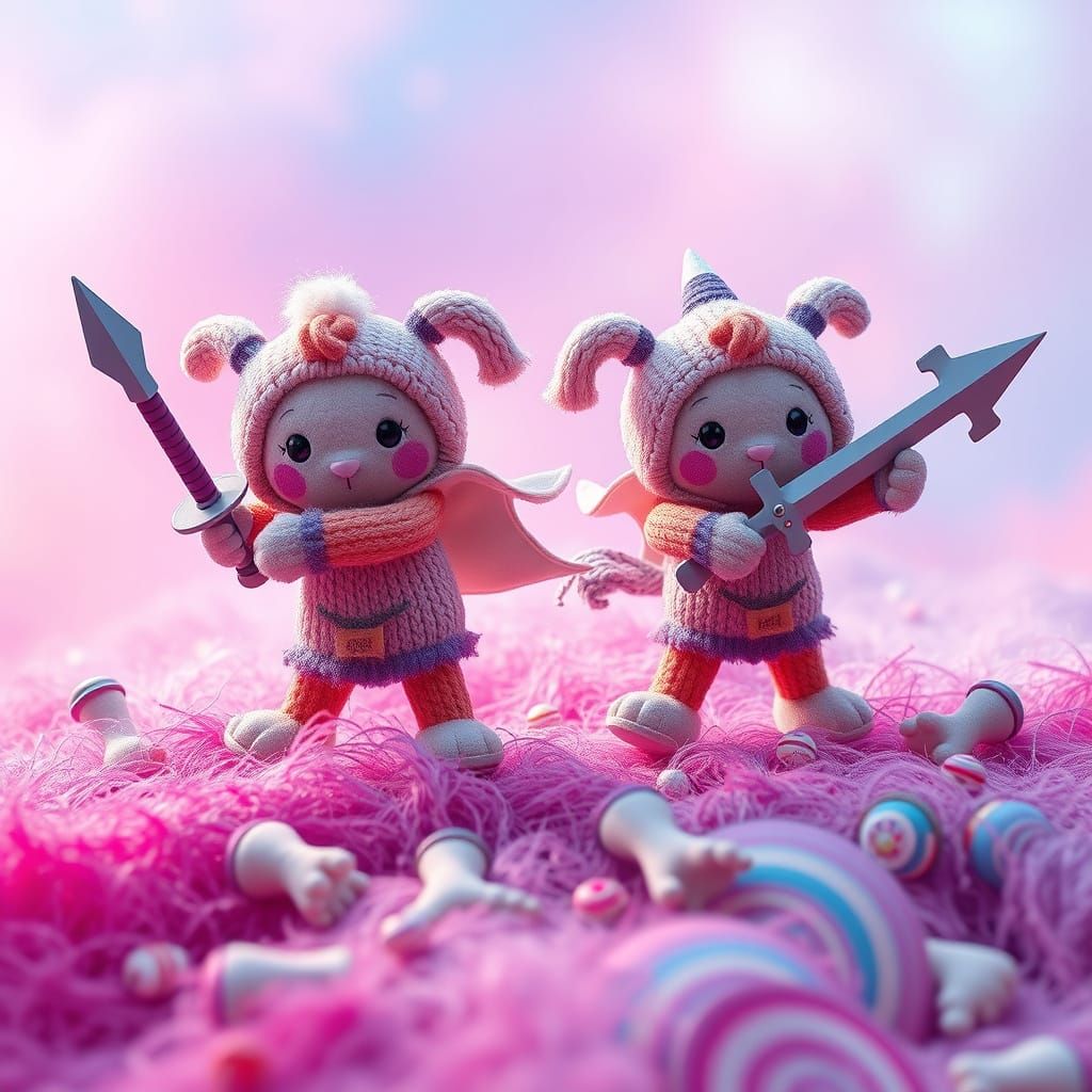 Whimsical Plushie Battle Royale in Vibrant Colors