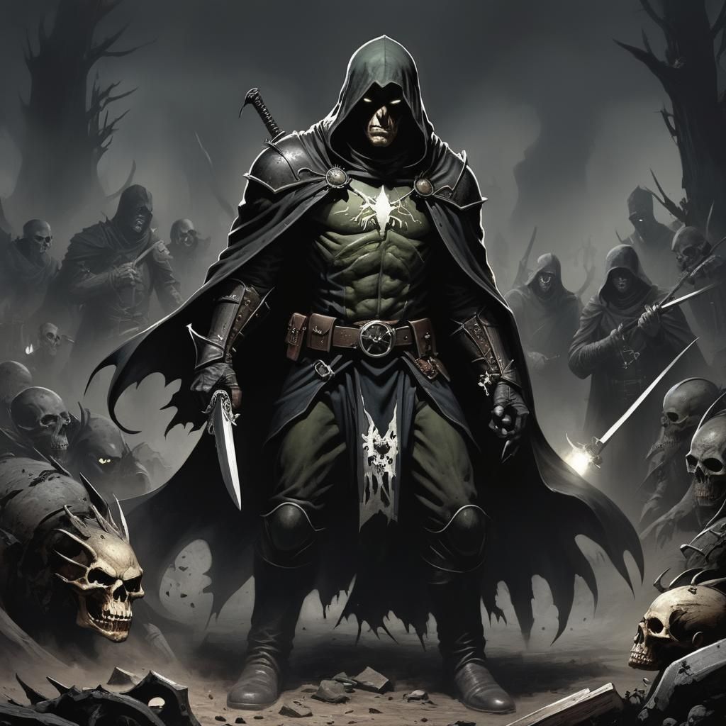 Grimdark Comic Book Panel in Rogers Style