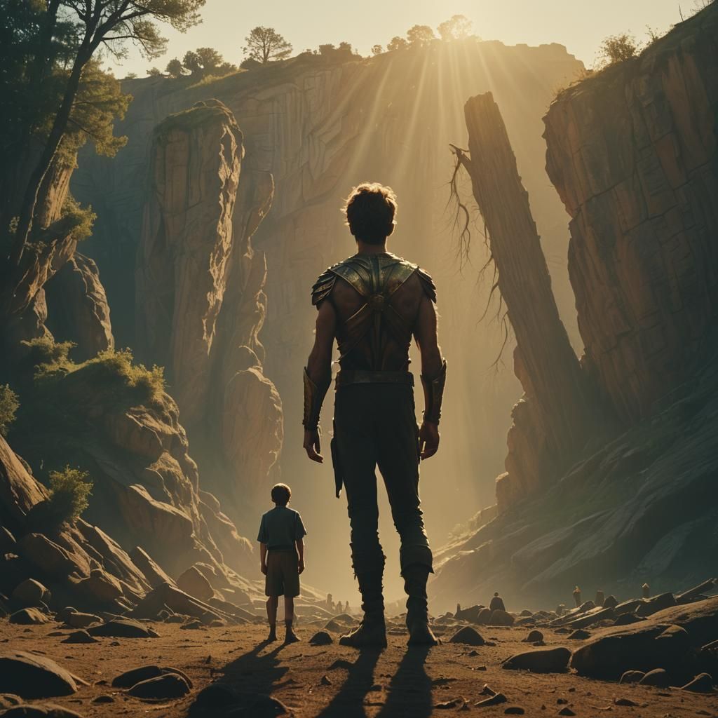 David and Goliath: A Cinematic Film Still