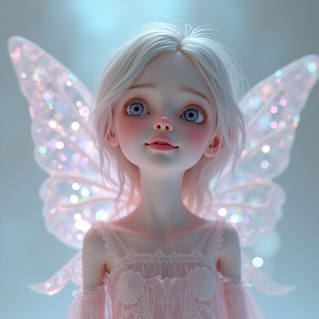 Ethereal Girl in Iridescent Glow