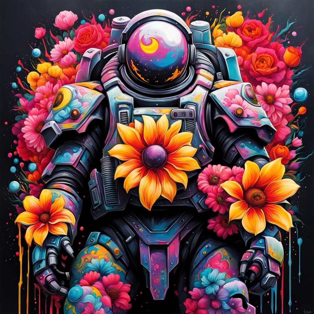 Battlesuit Flower Moon in Graffiti Art Style